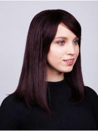 14" Remy Human Hair Straight Wig with Bangs – Lace Front for Women