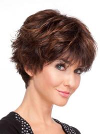 Fabulous Auburn Boycut Lace Human Hair Wigs For Women