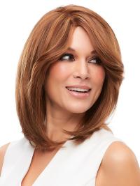 13" Blonde Straight Human Hair Wigs – Hand-Tied with Bangs