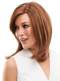 13" Blonde Straight Human Hair Wigs – Hand-Tied with Bangs