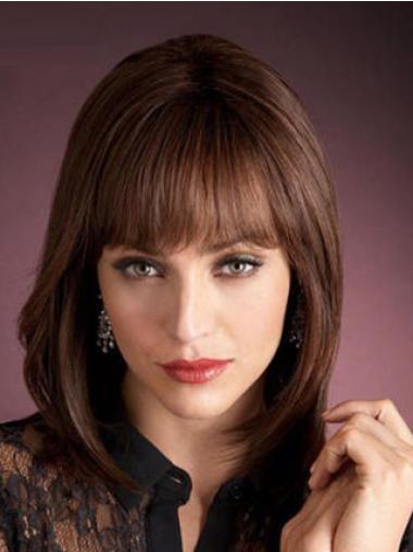 Remy Human Hair Wigs With Bangs – Capless Shoulder Length Style