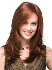 18" Auburn Long Layered Human Hair Wigs – 100% Hand-Tied