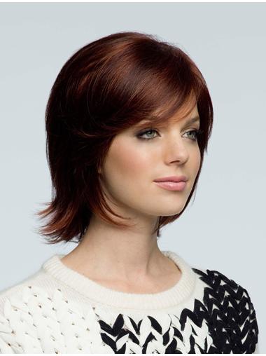 Medium Length 10" Human Hair Wigs – Natural Look with Bangs