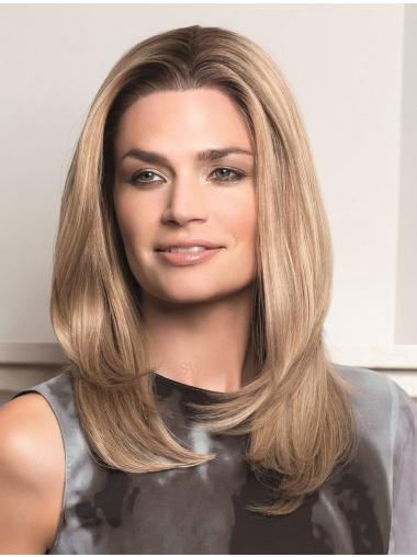 Straight Long Human Hair Wig – No Bangs, Natural Lace Front Style