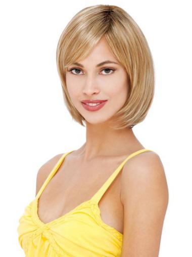 Chin Length Blonde Bob Wig – Straight Lace Front Real Human Hair