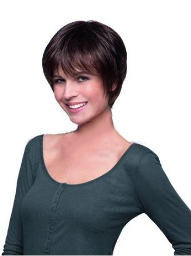 Auburn 8" Straight Cropped Lace Front Human Hair Wig