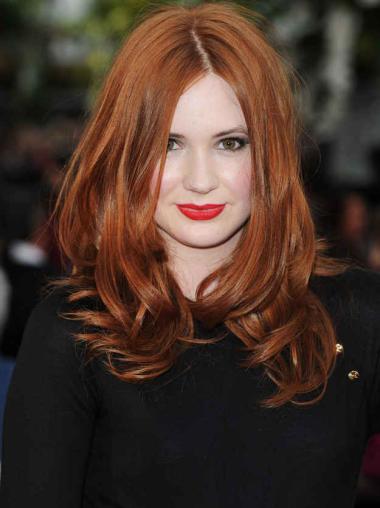 Copper 18" Remy Human Hair Wig – Capless, Celebrity Style