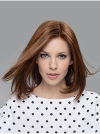 12" Straight Brown Remy Human Hair Wig – Medium Length, No Bangs
