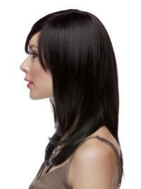 Black 16 Inch Wig – Long Human Hair, 100% Hand-Tied Cap Design