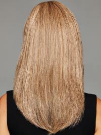 16" Long Straight Blonde Human Hair Wig – Monofilament with Bangs