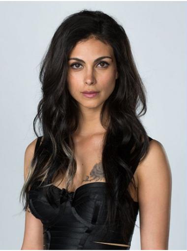 No-Fuss 20" Long Wavy Black Human Hair Wig – Celebrity-Inspired Style