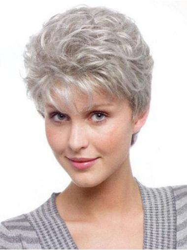 Perfect Wavy Synthetic Short Grey Women Lace Front Wigs