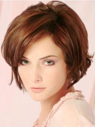 Beautiful Auburn Short Layered Human Hair Wig – Lace Front Natural Look