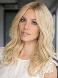 15" Platinum Blonde Wavy Human Hair Wig – Hand-Tied, No Bangs