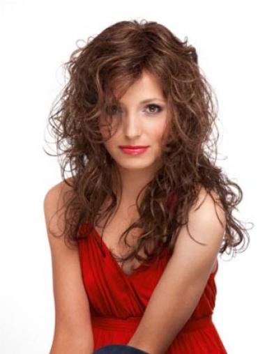 Long Curly Wig – 22" Auburn Human Hair, Soft & Voluminous