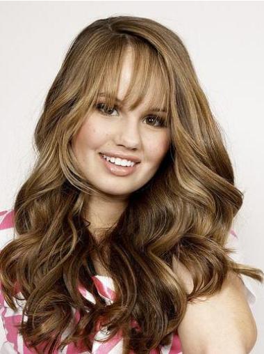 Long Wavy Brown Human Hair Wig with Bangs – Premium Quality