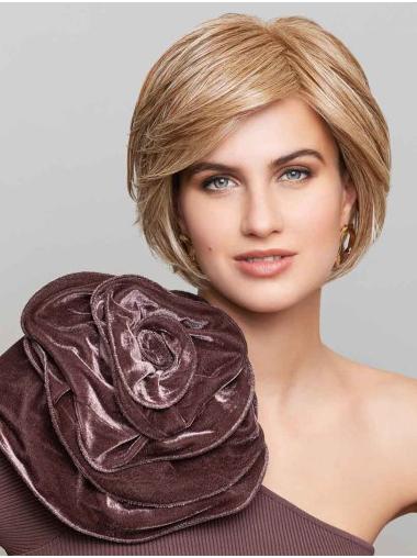 Straight Bob Cut Wig – Short Blonde Synthetic with 100% Hand-Tied Cap
