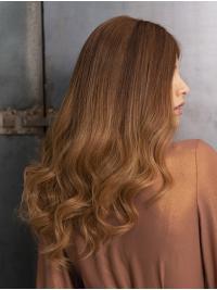 Monofilament Long Wavy Ombre Human Hair Wig – 2-Tone No Bangs