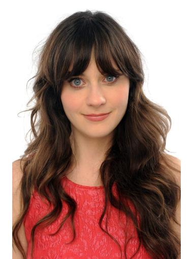 22" Lace Front Wavy Remy Human Hair Wig – Long With Bangs