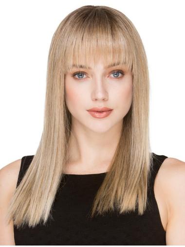 Long 20" Human Hair Wigs with Bangs – Easy to Wear & High Quality