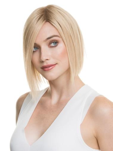 Ideal Blonde Human Hair Wig – Straight Chin-Length for a Polished Look